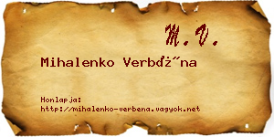 Mihalenko Verbéna névjegykártya